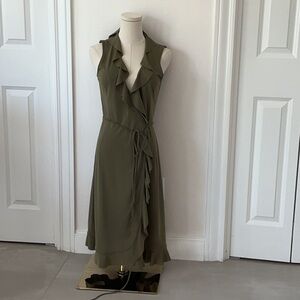 J. Crew Green Sleeveless Halter Midi Sundress
